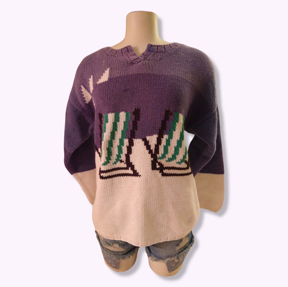 Vintage 90s Ann Taylor sweater size small beach chairs